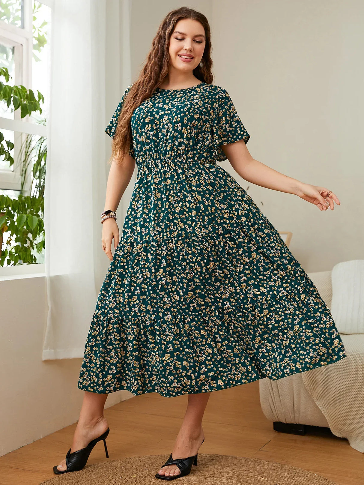 Fashion Big Size Women' Clothing Dress Summer O-Neck