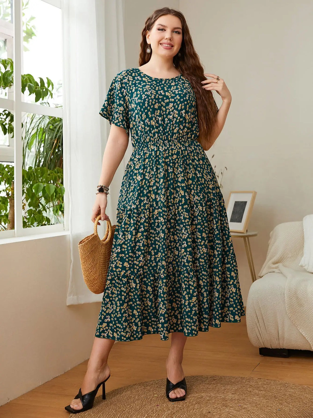 Fashion Big Size Women' Clothing Dress Summer O-Neck