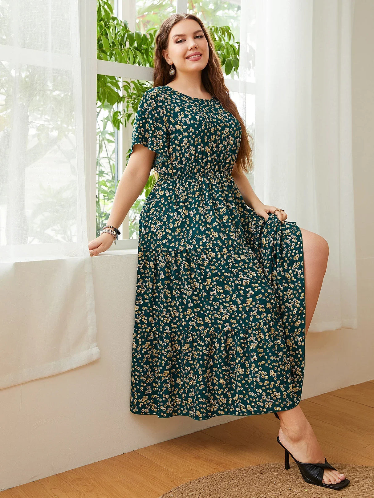 Fashion Big Size Women' Clothing Dress Summer O-Neck