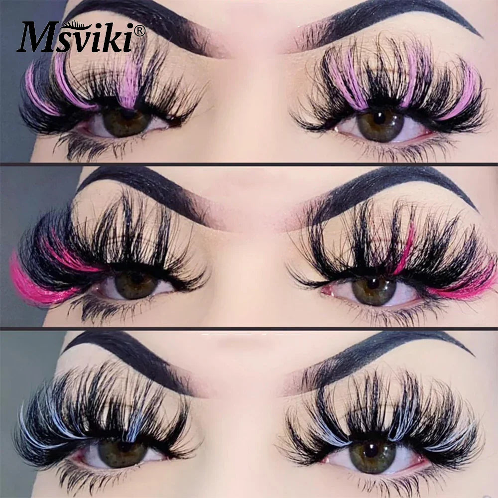 Fluffy Mink Eyelashes Colored Lashes With Glitter