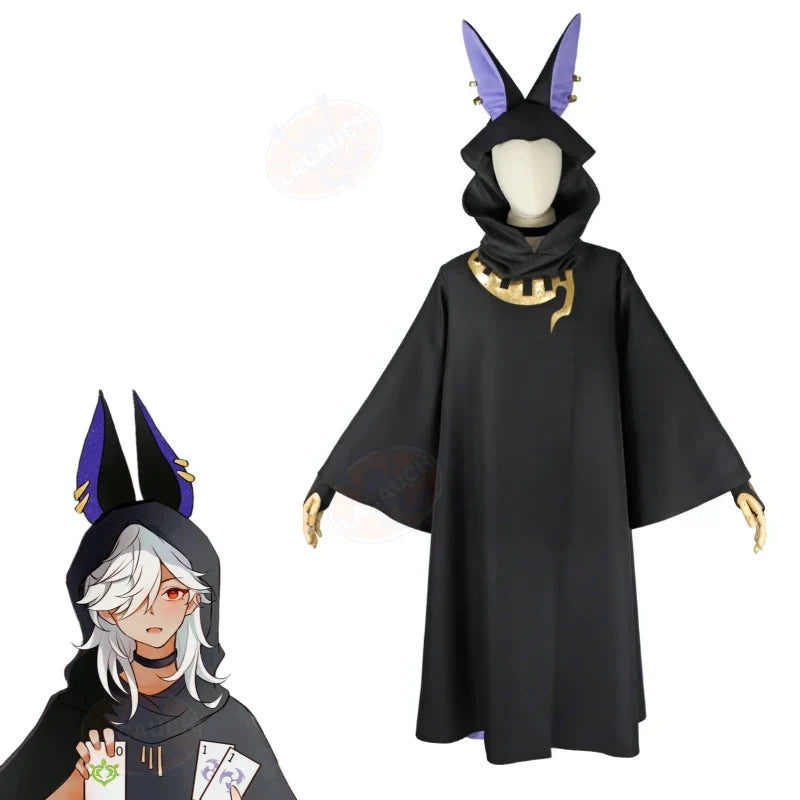 Genshin Impact Cyno Cosplay Black Cloak Hat Gloves