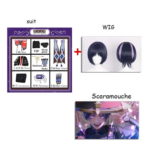 Genshin Impact Scaramouche Wanderer Cosplay Costume Halloween Balladeer