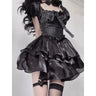 Gothic Black Lolita Mini Dress Women Vintage Sexy