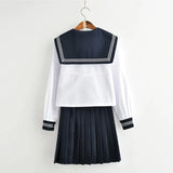 White Schoolgirl Uniform Japanese Class Navy Sailor School