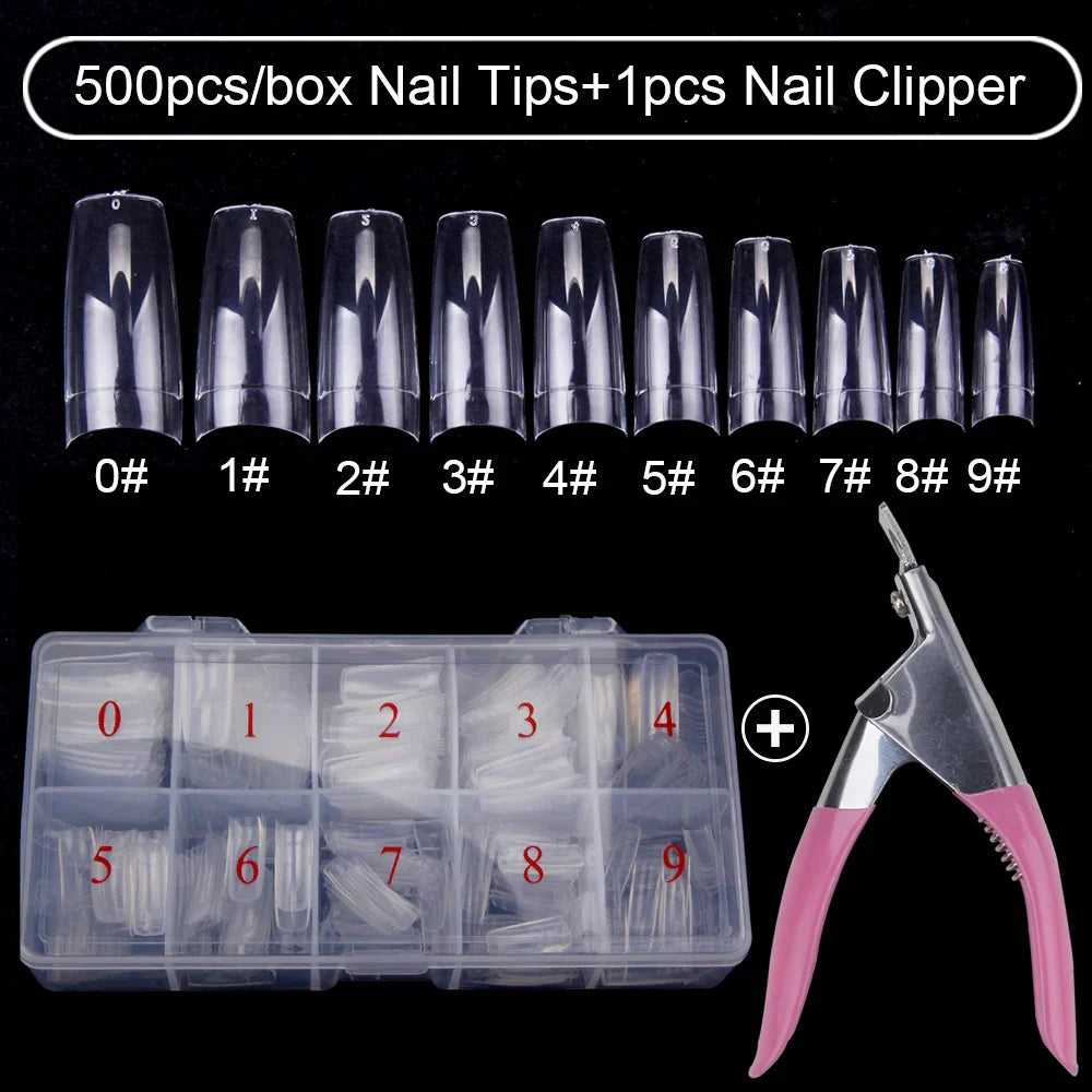 Pcs/Box False Nails Tips Manicure Kit Nail File