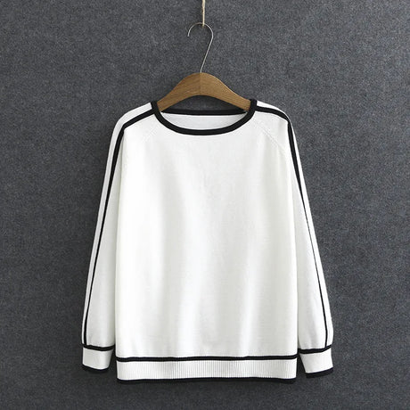 Women' Sweaters Fashion Autumn Jumper Striped Splice Raglan