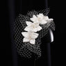Vintage Champagne Mesh Bow Headband Bridal Headdress Wedding