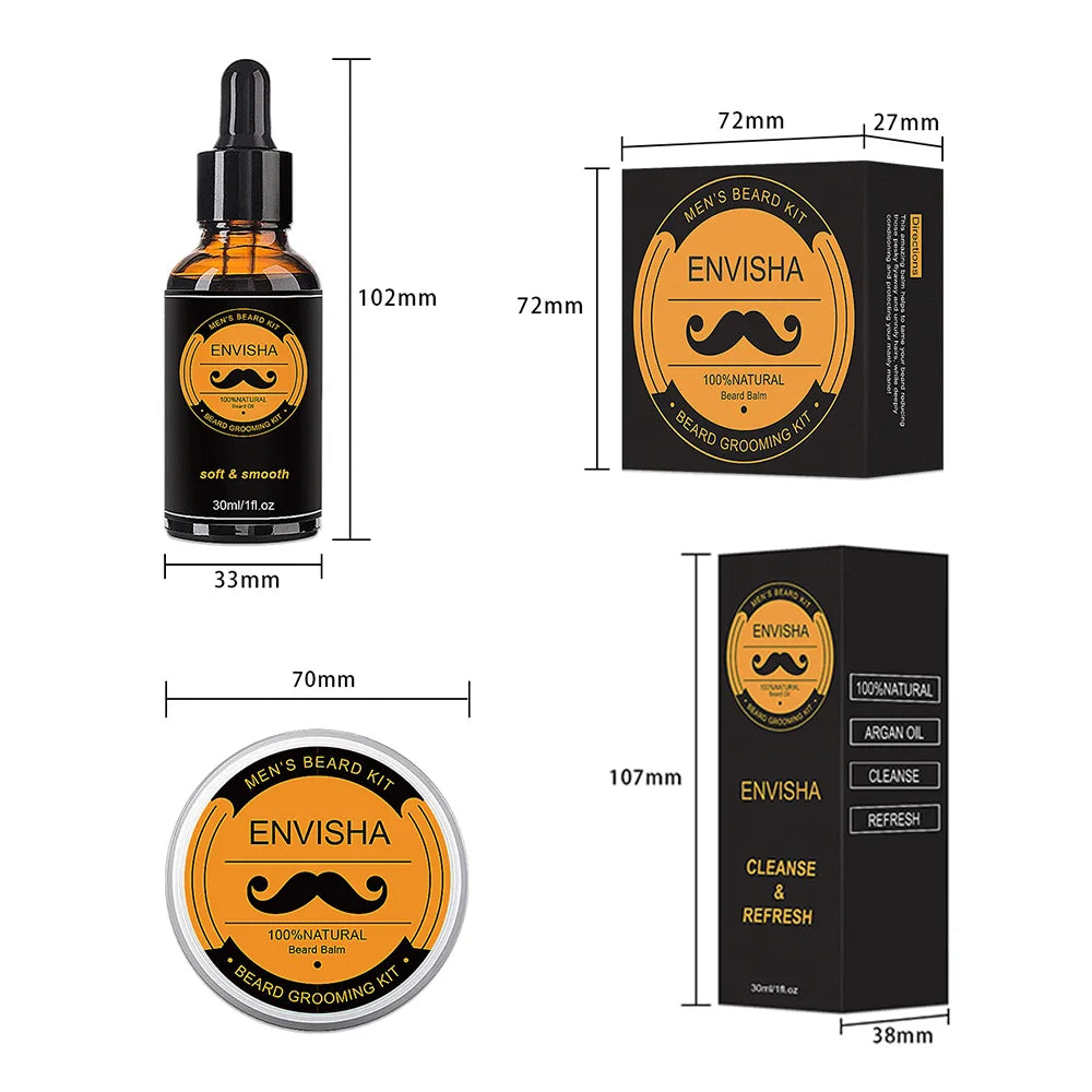 Set Men Beard Grooming Kit Mustache Beard Hair