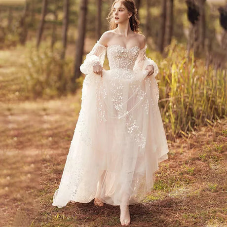 Viktoria A-Line Puff Sleeve Wedding Dress 2023