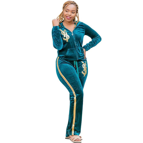 African Dashiki Velvet Two Piece Sets Women Tops