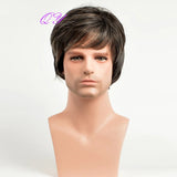 Synthetic Man Wigs Black Short Curly For Men