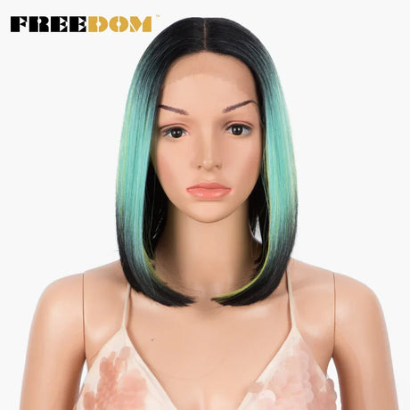 Freedom Straight Synthetic Lace Wigs Short Bob Ombre