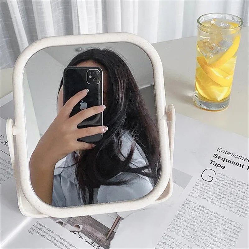 Portable Mirror Double-Sided Simple Spin Assembly Desktop Makeup