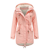 Quanss Winter Jacket Women Fashion Hooded Parkas Outwear