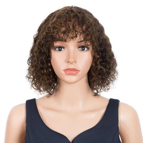 Trueme Curly Human Hair Wigs Colored Brazilian Bob