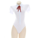 Anilv School Girl White Shirt Bodysuit Swimsuit Costume