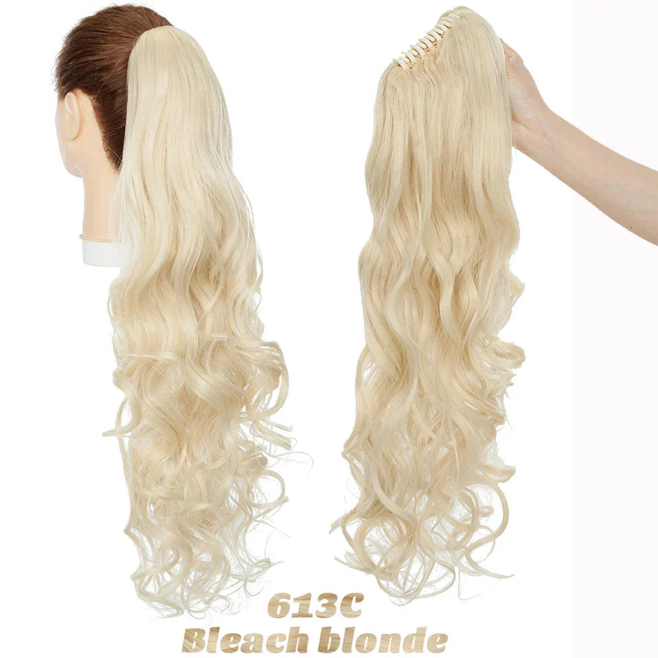 Benehair Synthetic Long Wavy Claw On Ponytail Black