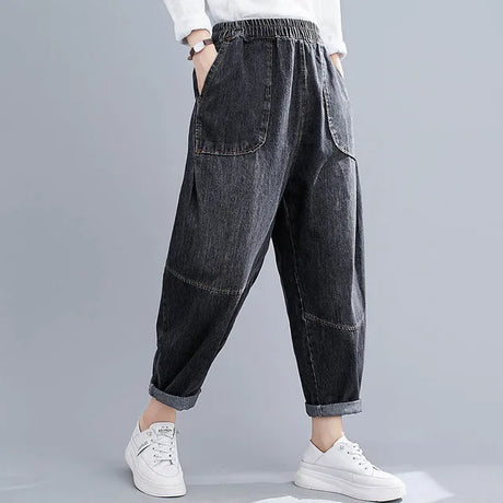 Women' Spring Autumn Loose Big Pocket Jeans