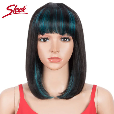 Sleek Short Bob Wigs With Bang Brazilian Straight