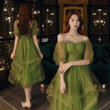 Short Emerald Green Graduation Dress with Ruffles