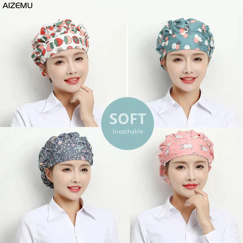 Cute Elastic Kitchen Work Hats Restaurant Breathable Chefs