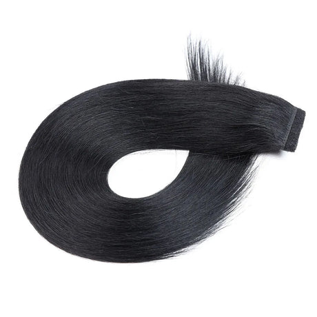 Straight Human Hair Ponytail Wrap Around Horsetail Clips-In