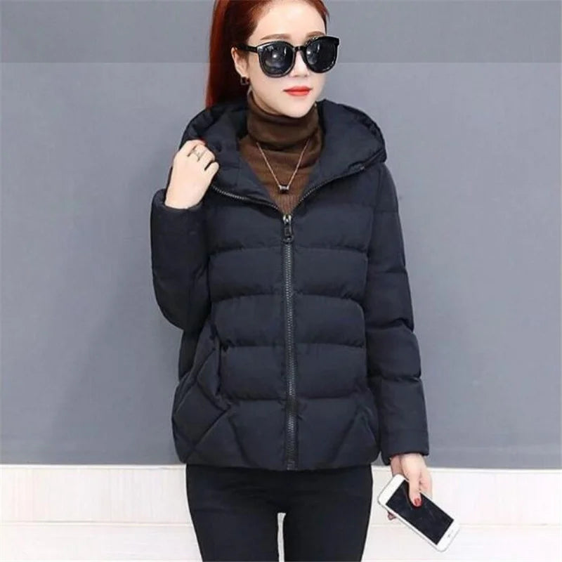 Short Hooded Cotton Jacket Women Parka Coats Autumn