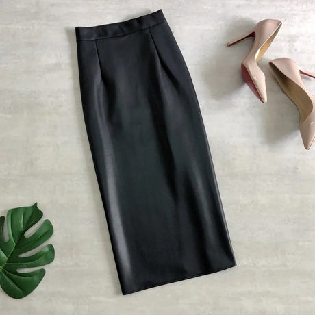 Neophil 74Cm Women' Winter Pu Leather Midi Skirts