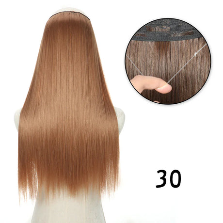 Hair Extensions No Clips Synthetic Fake Hair Ombre