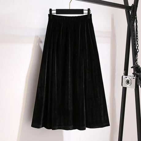 Plus Women'S Autumn Loose Elastic Waist Velvet Skirt