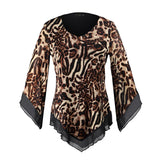 Ytl Leopard Printed Mesh Irregular T Shirt Women'