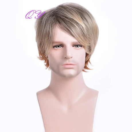 Synthetic Man Wigs Black Short Curly For Men