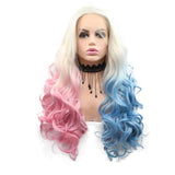 Cosplay Synthetic Lace Front Wig Platinum Blonde Ombre