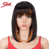 Sleek Short Bob Wigs With Bang Brazilian Straight