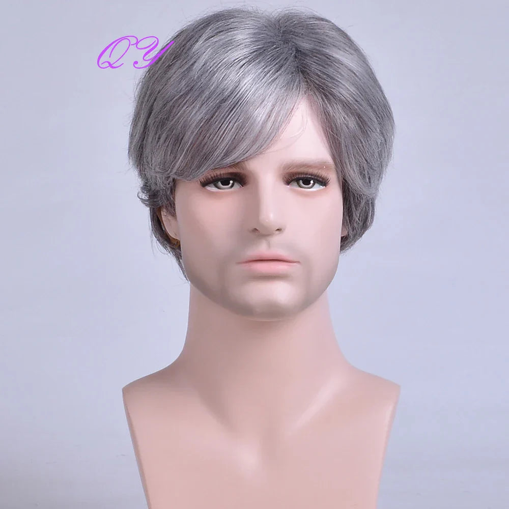 Synthetic Man Wigs Black Short Curly For Men