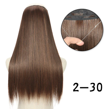 Hair Extensions No Clips Synthetic Fake Hair Ombre