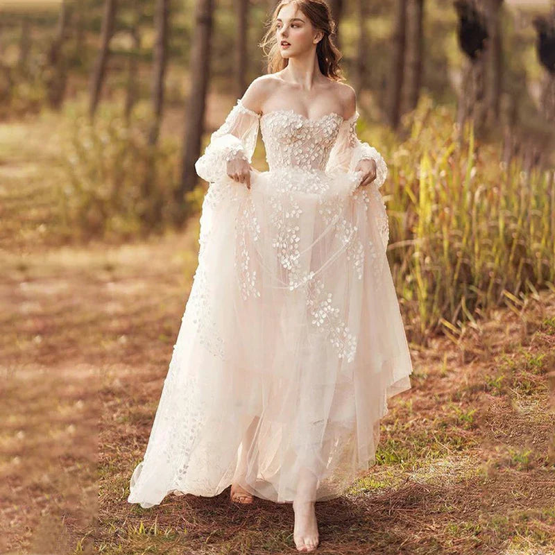 Viktoria A-Line Puff Sleeve Wedding Dress 2023