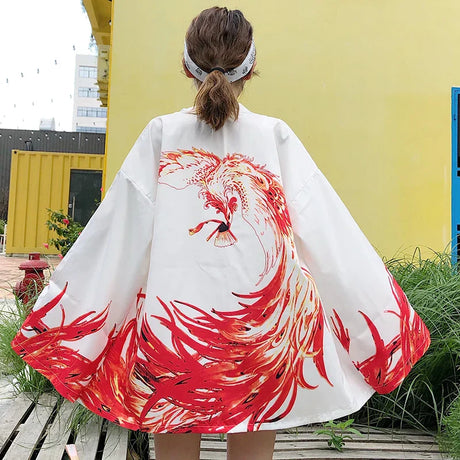 Japanese Kimono Traditional Clothing Crane Carp Anime Kimono