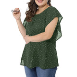 Women' Summer Blouses Ruffle Sleeve Shirt Top Polka