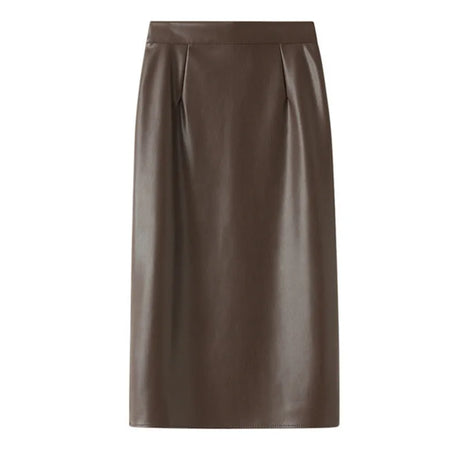 Neophil 74Cm Women' Winter Pu Leather Midi Skirts