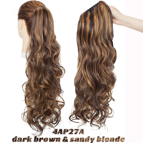 Benehair Synthetic Long Wavy Claw On Ponytail Black