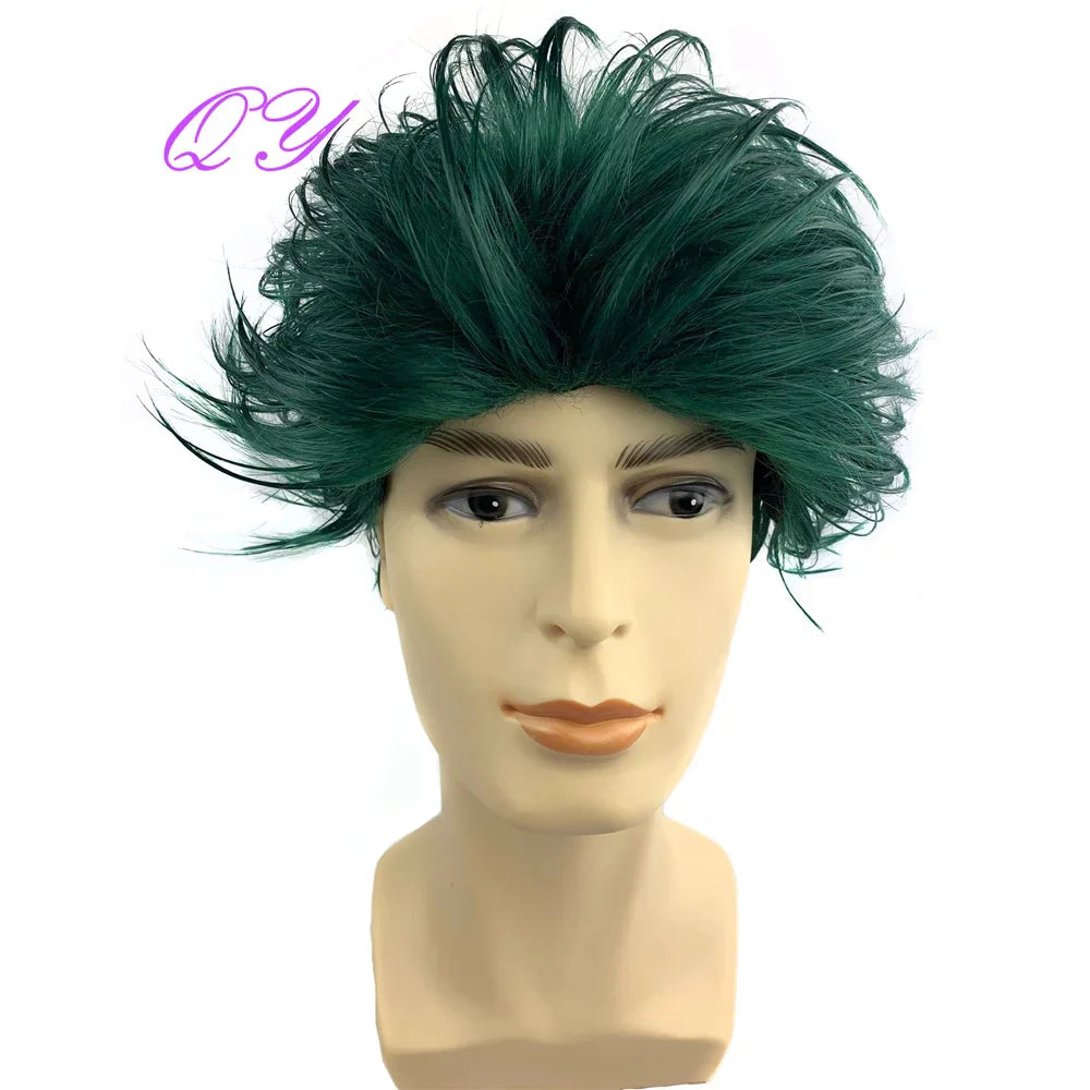 Synthetic Man Wigs Black Short Curly For Men