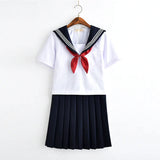 White Schoolgirl Uniform Japanese Class Navy Sailor School