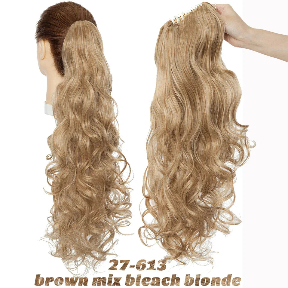 Benehair Synthetic Long Wavy Claw On Ponytail Black