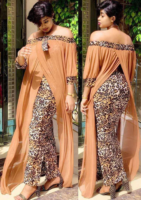 Autumn Sexy Leopard Printed Dashiki African Dresses For