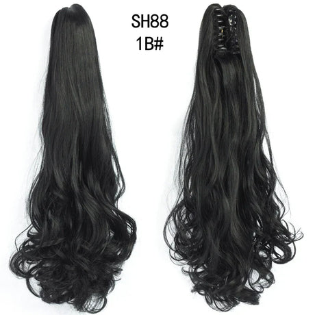 Synthetic Long Wavy Claw Clip On Ponytail Drawstring