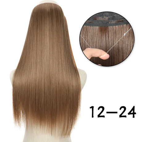 Hair Extensions No Clips Synthetic Fake Hair Ombre