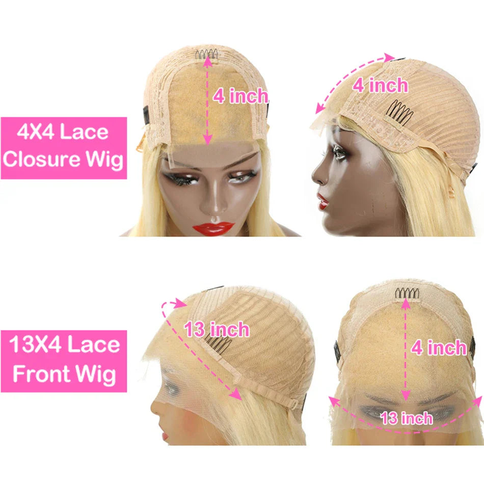 Lace Closure Wig Straight Blonde Lace Front