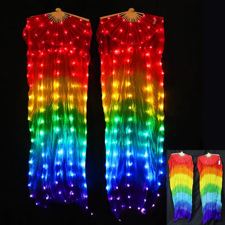 Silk Led Rainbow Dance Fans Women Belly