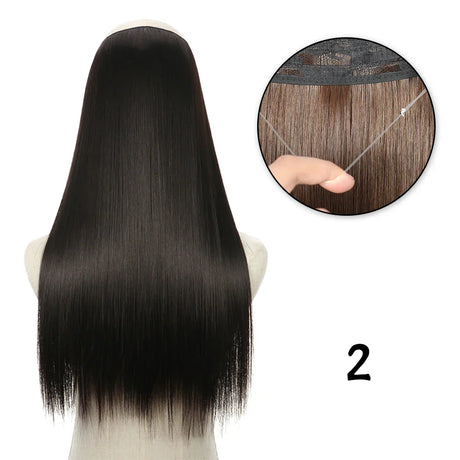 Hair Extensions No Clips Synthetic Fake Hair Ombre